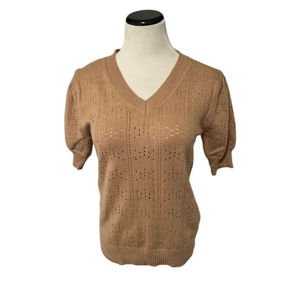 Tan V-Neck Sweater Sz M - Picture 1 of 3